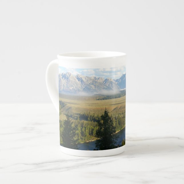 Taza De Porcelana Montañas Jackson Hole y río (Izquierda)