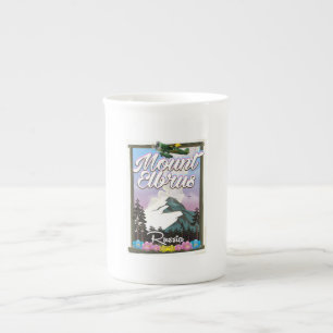 Taza De Porcelana Monte Elbrus, afiche de viajes ruso