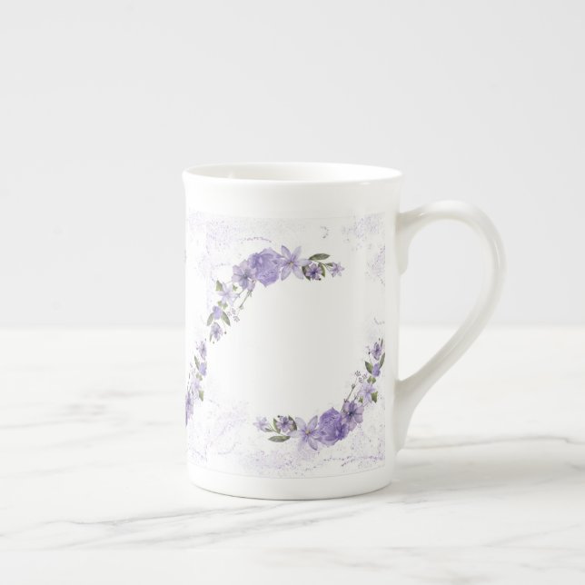 Taza De Porcelana Morado Floral (Derecha)