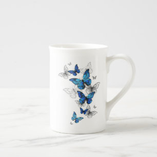Taza De Porcelana Morfo de las mariposas voladoras azules