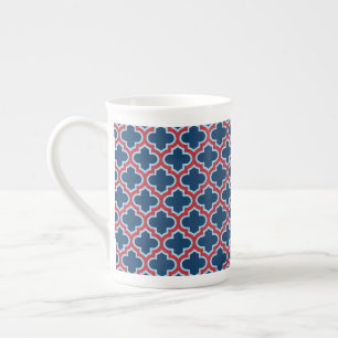 Taza De Porcelana Mosaicos marroquíes azules y rojos, Entramado, Cua