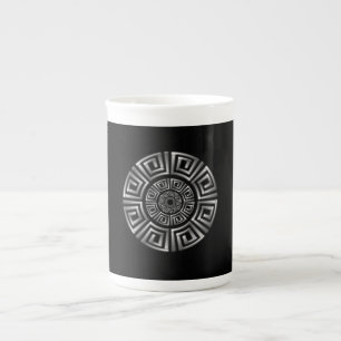 Taza De Porcelana Motivo de Círculo Griego