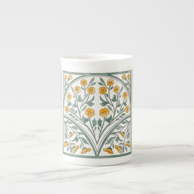 Taza De Porcelana Muerga estilo mariposa Art Nouveau (Frente)