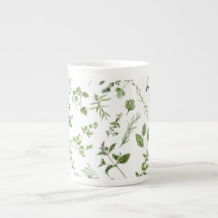 Taza De Porcelana Mug con motivos de hierba