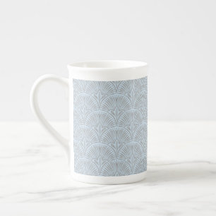 Taza De Porcelana Mug con patrón de ventilador gris y azul claro