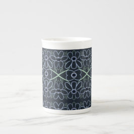 Taza De Porcelana Mug de China con flores azules de la marina