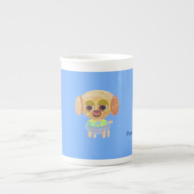 Taza De Porcelana Mug de especialidad de cachorro azul claro (Frente)