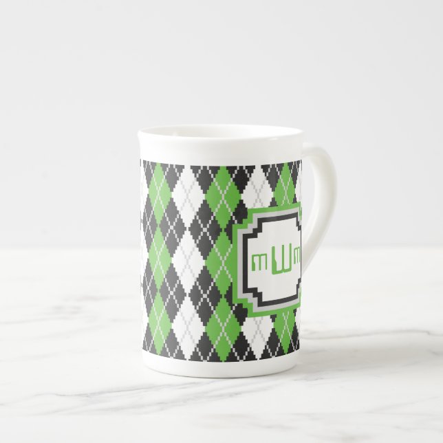 Taza De Porcelana Mug de especialidad Retro Argyle (Derecha)