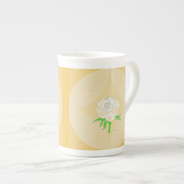 Taza De Porcelana Mug de especialidad - Rosa sobre fondo geométrico (Derecha)