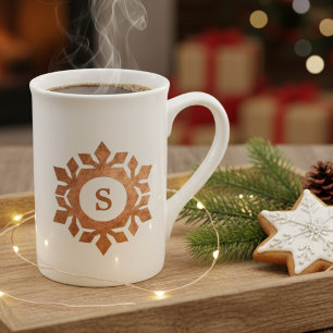 Taza De Porcelana Mug de los Navidades de monograma de Snowflake