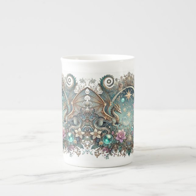Taza De Porcelana Mug encantada de reinos místicos (Frente)