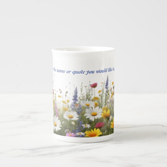 Taza De Porcelana Mug Expresso con diseño de flores (Frente)