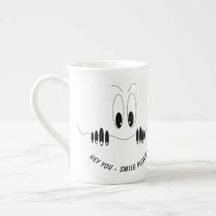 Taza De Porcelana Mug gracioso con ojos curiosos - texto Personaliza