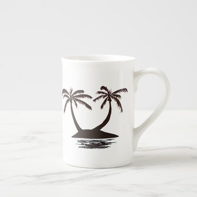 Taza De Porcelana Mug - Silhouette de Isla Tropical (Derecha)