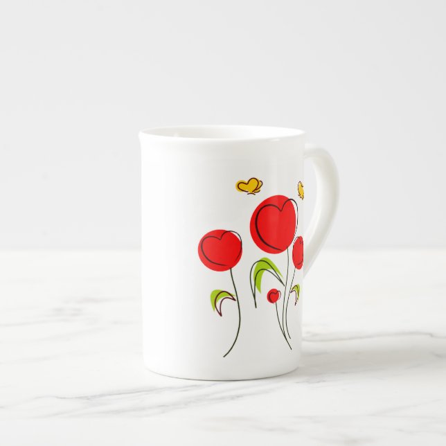 Taza De Porcelana Mugs de especialidad de Tulipanes del corazón (Derecha)
