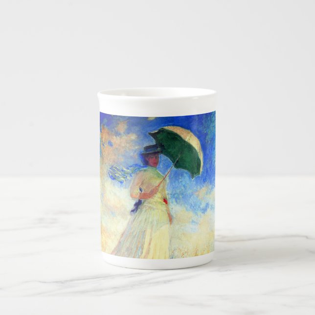 Taza De Porcelana Mujer Monet con una sombrilla a la derecha (Frente)