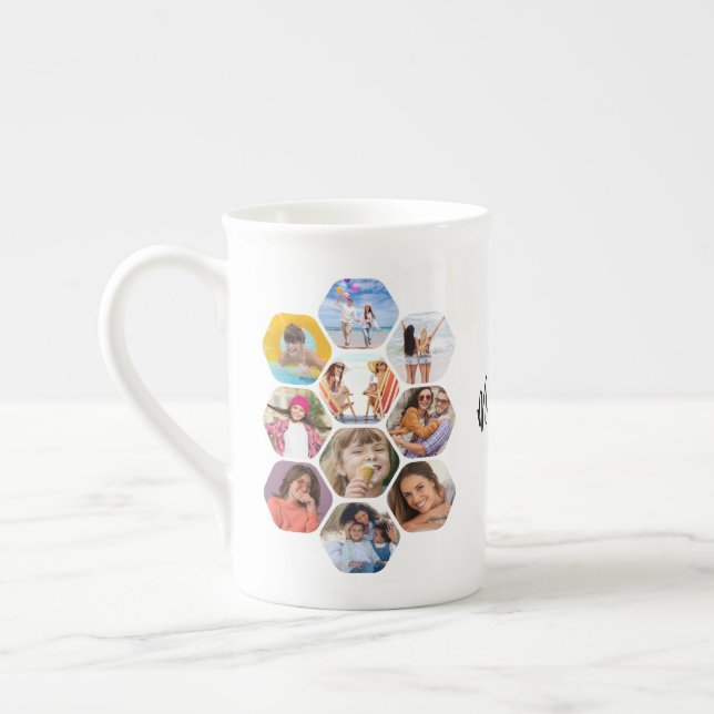 Taza De Porcelana MultiCollage de fotos simple moderno personalizado (Izquierda)