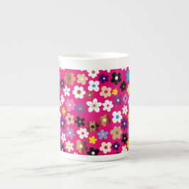 Taza De Porcelana Multicolour Floral Pattern