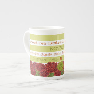 Taza De Porcelana Nacimiento Flor y Gem Stripe Mug Noviembre Hueso C