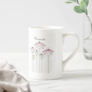 Taza De Porcelana Namaste Flor de Loto Rosa Moderna
