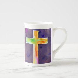 Taza De Porcelana Naranja Cross Bone China Mug