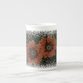 Taza De Porcelana Naranja Daisy Balls Bone China Mug