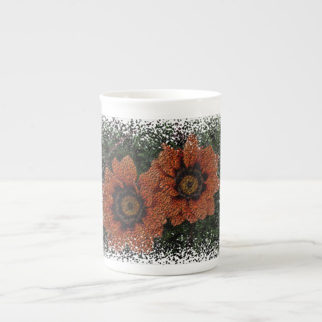 Taza De Porcelana Naranja Daisy Balls Bone China Mug (Frente)
