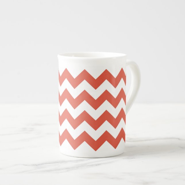 Taza De Porcelana Naranja y Zigzag blanco (Derecha)