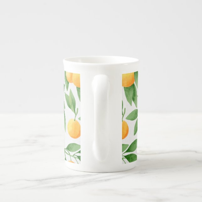 Taza De Porcelana Naranjas acuarelas o patrones de mandarinas (Espalda)