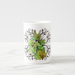 Taza De Porcelana Naturaleza de marfil verde