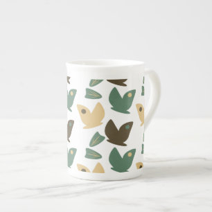 Taza De Porcelana Naturaleza moderna mariposa botánica verde
