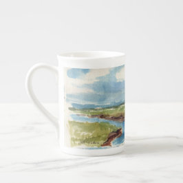 Taza De Porcelana Navegar por el Blue Sailboat Bone China Mug