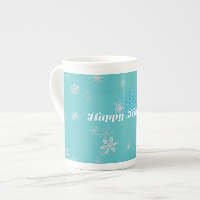 Taza De Porcelana Navidades azules y blancos festivos (Izquierda)