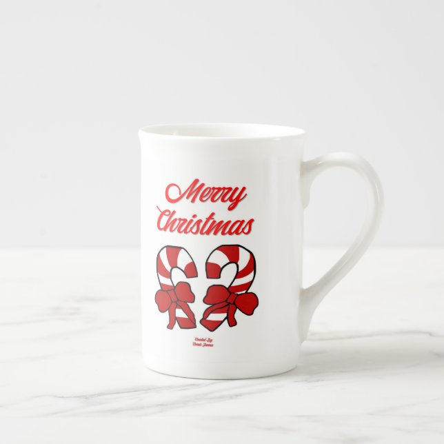 Taza De Porcelana Navidades Candy Canes Bone China Mug (Derecha)