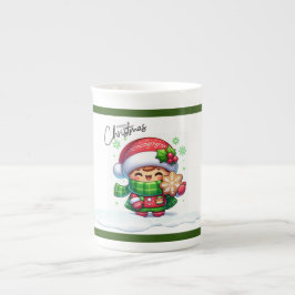 Taza De Porcelana Navidades Chica Holding Cookie