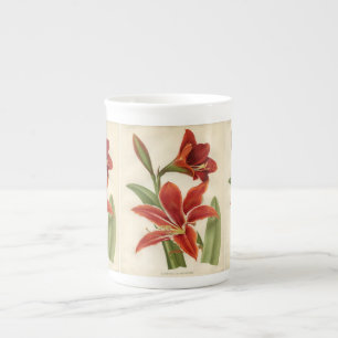 Taza De Porcelana Navidades de Amaryllis Rojo de época dan Mug