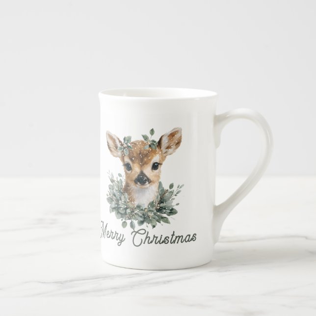 Taza De Porcelana Navidades de ciervos bebés (Derecha)
