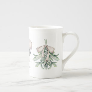 Taza De Porcelana Navidades de Mistletoe y Silver Bells