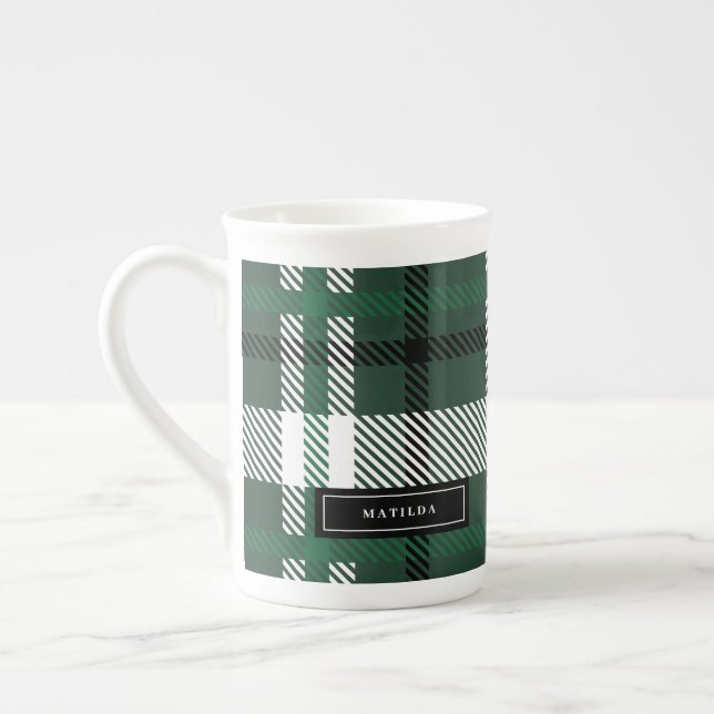 Taza De Porcelana Navidades de platillos de tártaro verde y negro (Izquierda)