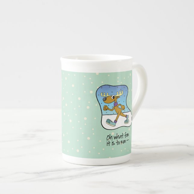 Taza De Porcelana Navidades de renos en ejercicio (Derecha)