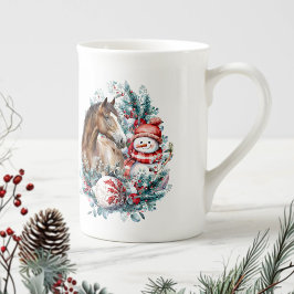 Taza De Porcelana Navidades de snowman acuarela elegante