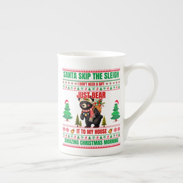 Taza De Porcelana Navidades Feliz Navidad Por Regalo Oso Negro (Derecha)