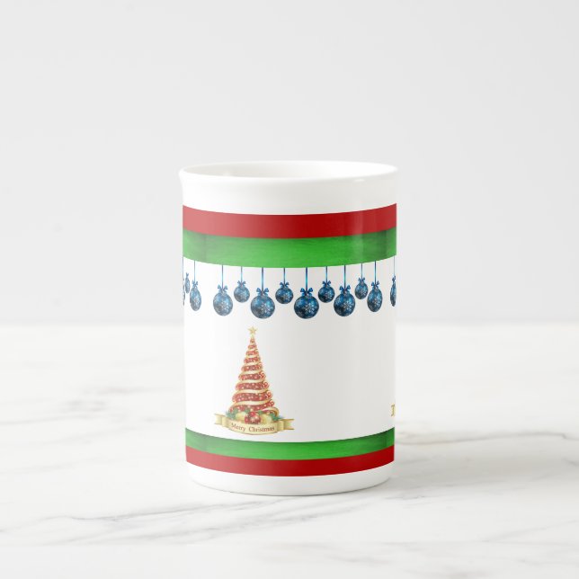 Taza De Porcelana Navidades Mug, Árbol de Navidad (Frente)