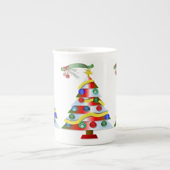 Taza De Porcelana Navidades Mug, Árbol de Navidad (Frente)