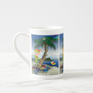 Taza De Porcelana Navidades Mug, Beach Bum Santa, Feliz Navidad