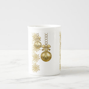 Taza De Porcelana Navidades Mug, bolas de oro