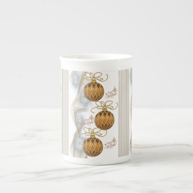Taza De Porcelana Navidades Mug, bolas de oro (Frente)