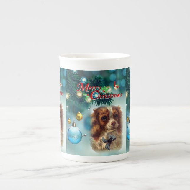 Taza De Porcelana Navidades Mug, Feliz Perro de Navidad (Frente)