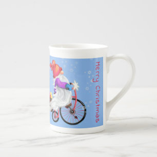 Taza De Porcelana Navidades Mug Gift Gnome con bicicleta