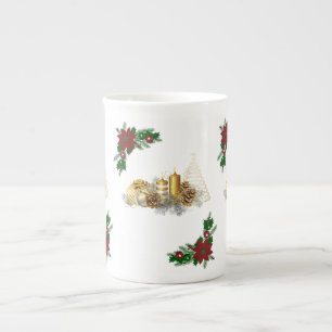 Taza De Porcelana Navidades Mug, Navidades Vela de Oro